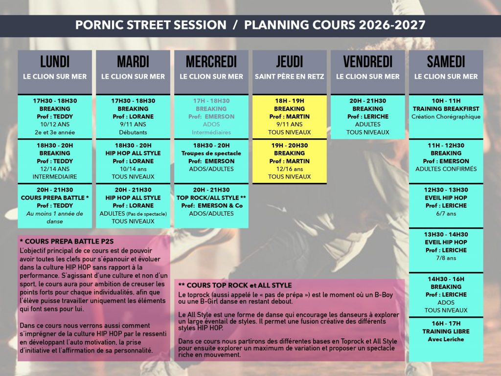 Panning cours pornic street session hiphop 2026/2027